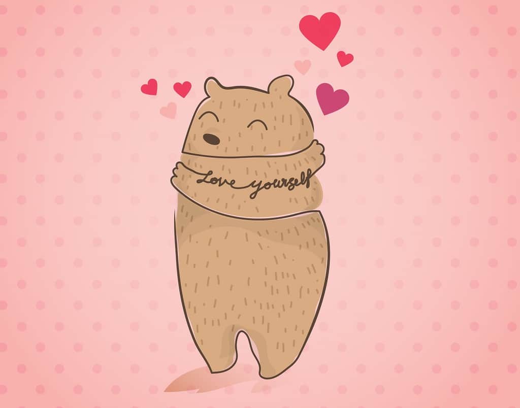 Cartoon Bear Hugging Itself