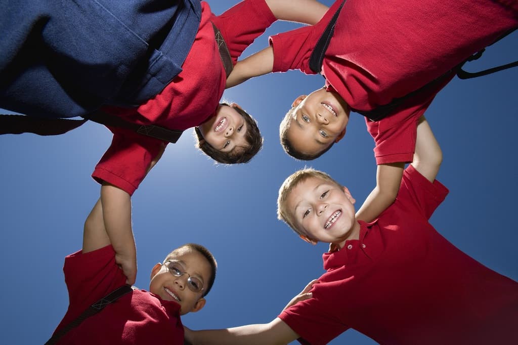 Group of young boys in circle