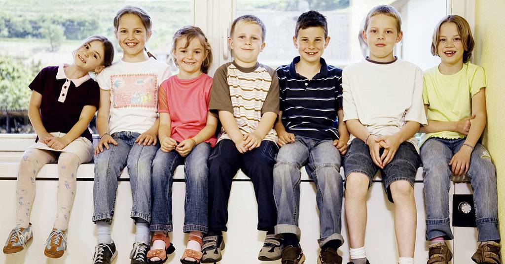 Kids Sitting on Bench