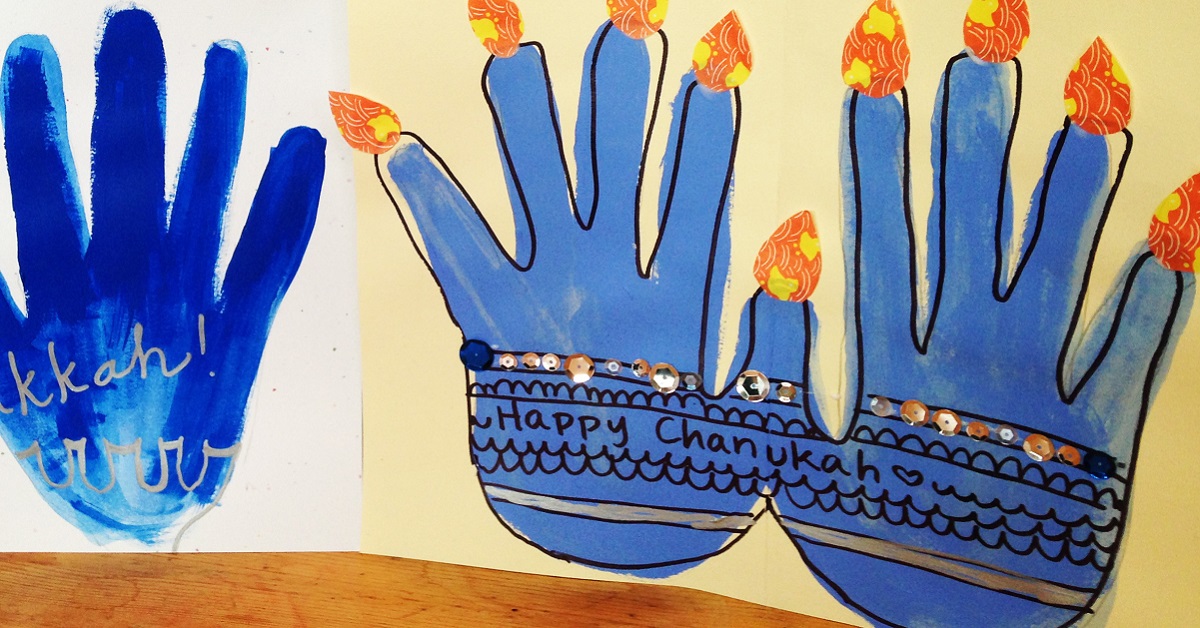 Handprint Menorah craft