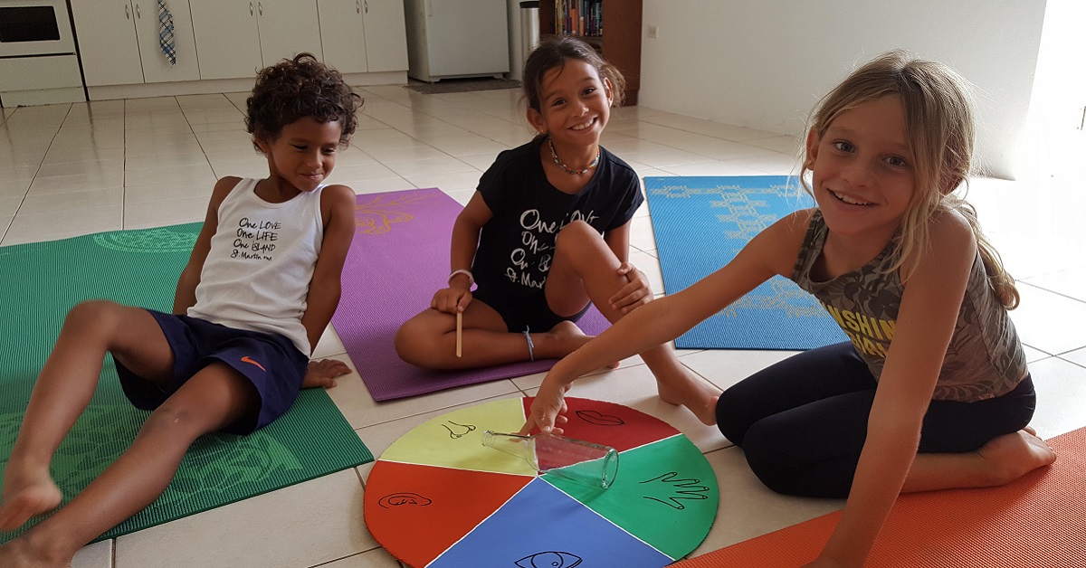 Kids playing Spinning Senses game